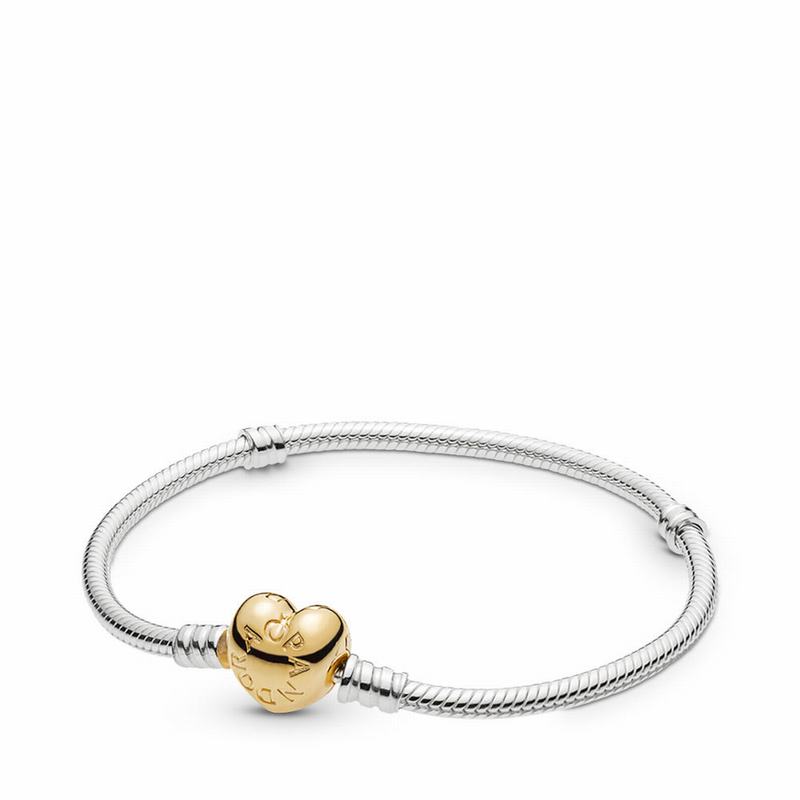 Pandora Shine™ Sterling Silver Bracelet W/ Heart Clasp Europe - Pandora Shine/Sterling Silver - 651